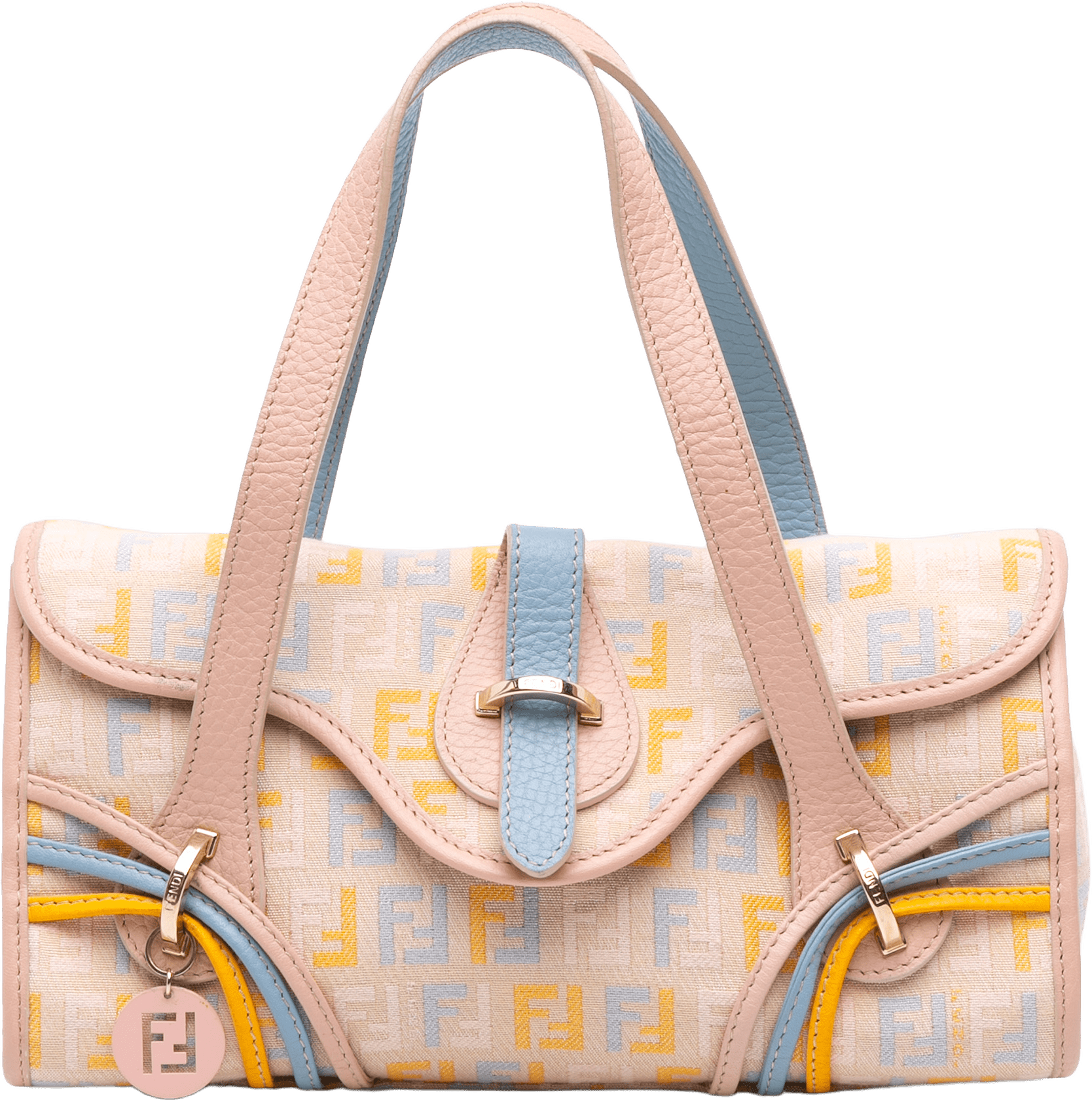 Fendi Multicolor Zucchino Canvas And Leather Charm Flap, från Luxclusif, i färgen beige.