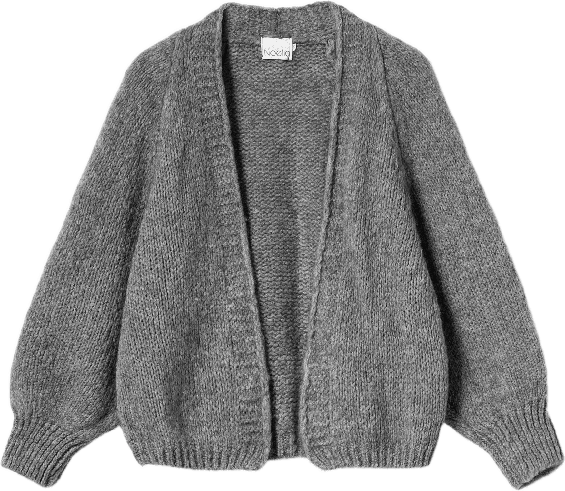 Fora Knit Cardigan - Dark Grey Melange, från Noella, i färgen dark grey melange.