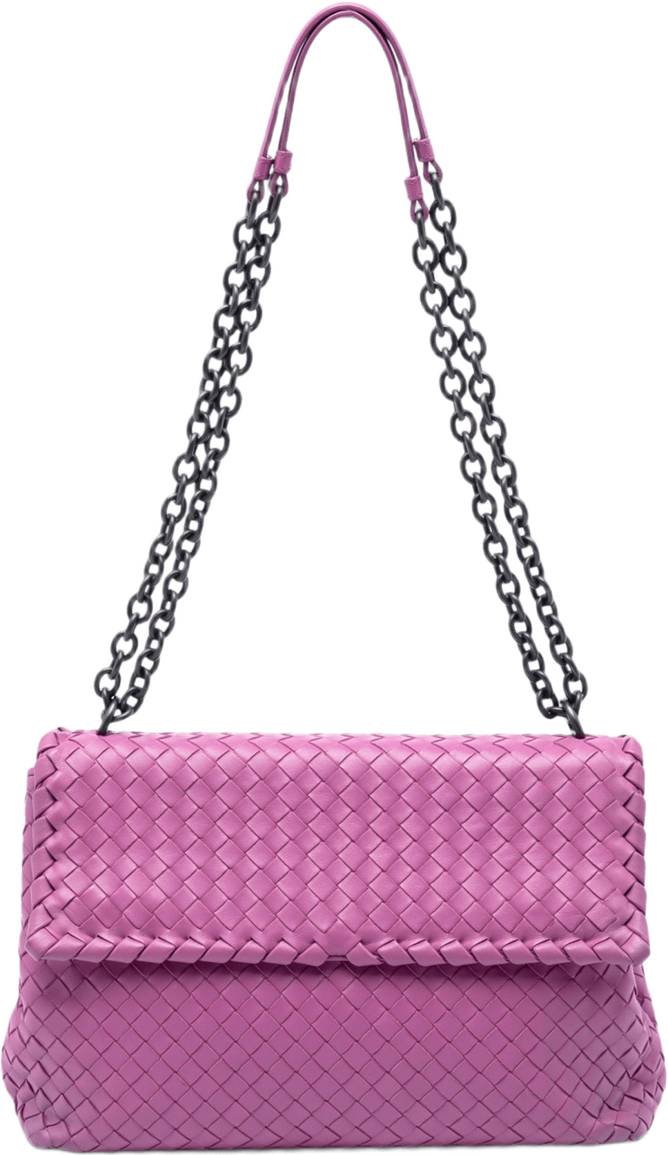 Bottega Veneta Medium Nappa Intrecciato Olimpia Shoulder Bag, från Luxclusif, i färgen magenta.