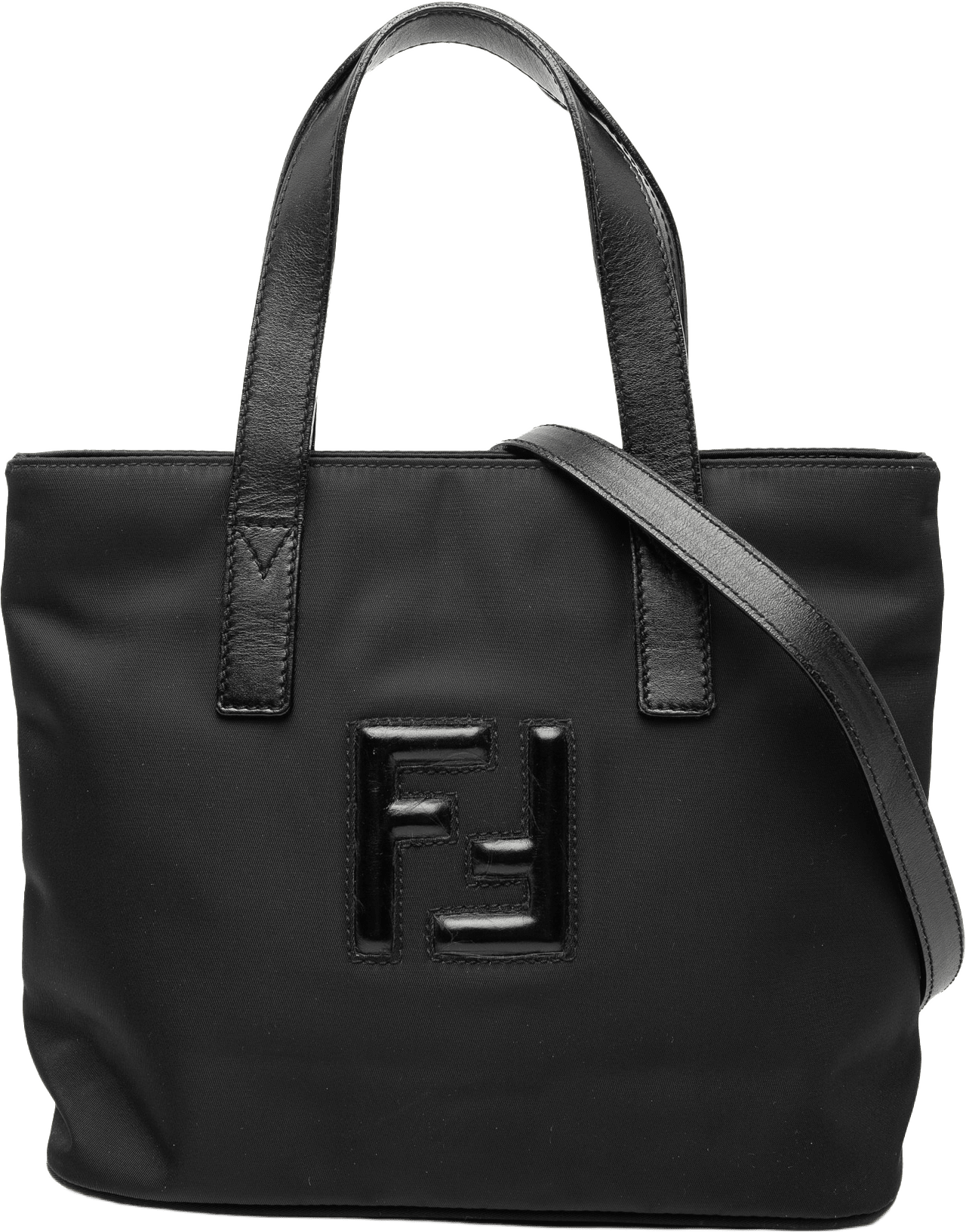Fendi Nylon Ff Satchel, från Luxclusif, i färgen black.