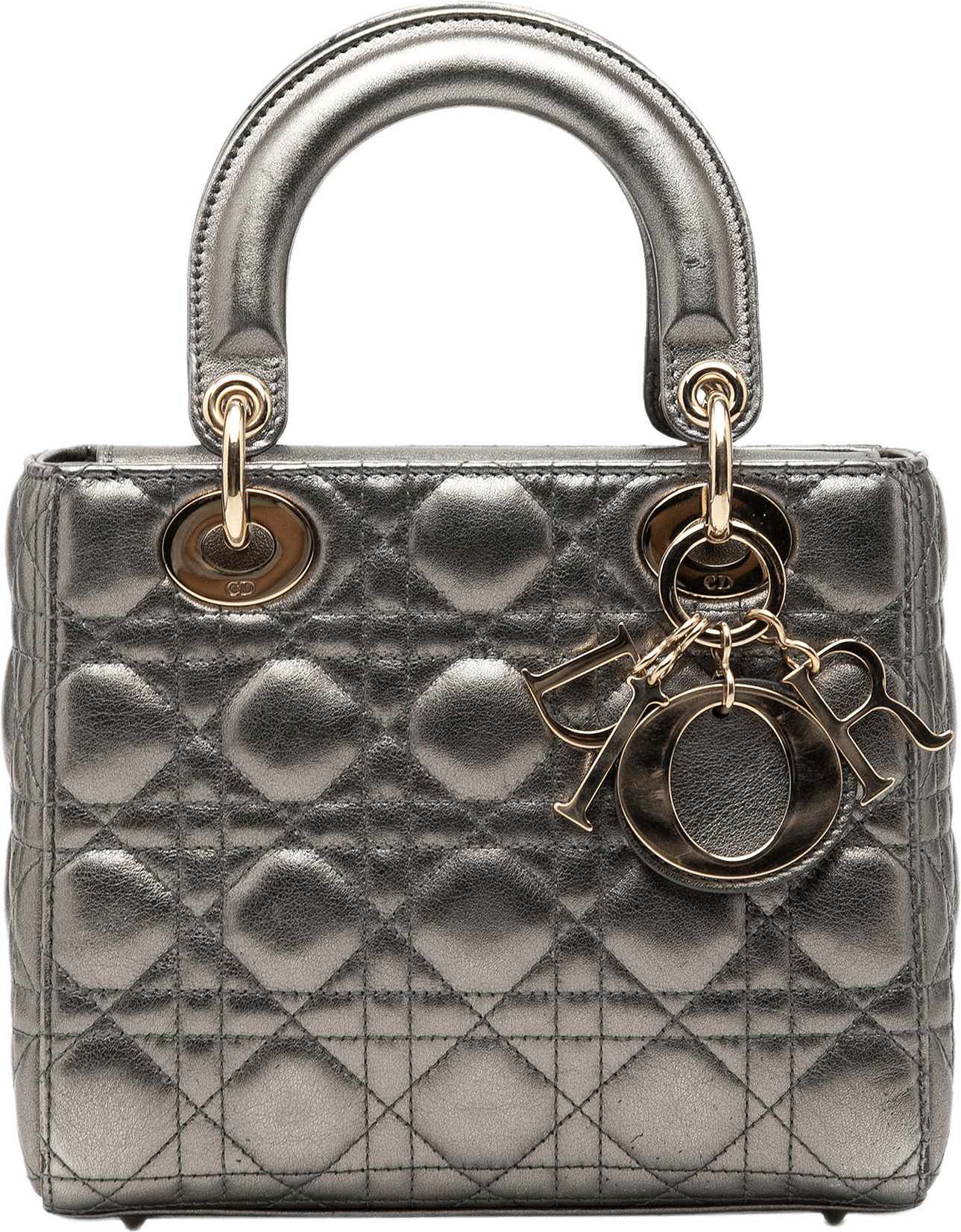 Dior Small Metallic Lambskin Cannage My Abcdior Lady Dior, från Luxclusif, i färgen gray.