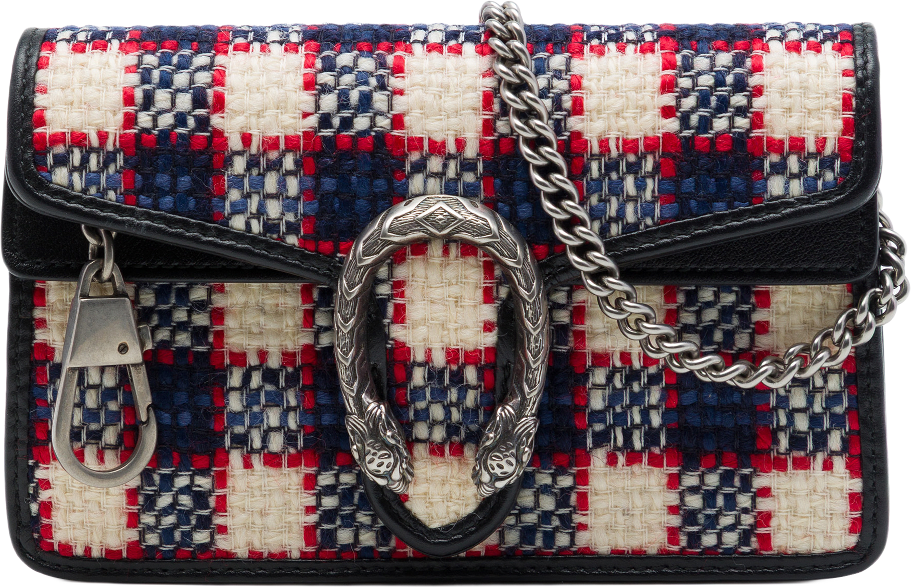 Gucci Mini Checkered Tweed Dionysus Crossbody, från Luxclusif, i färgen svart.