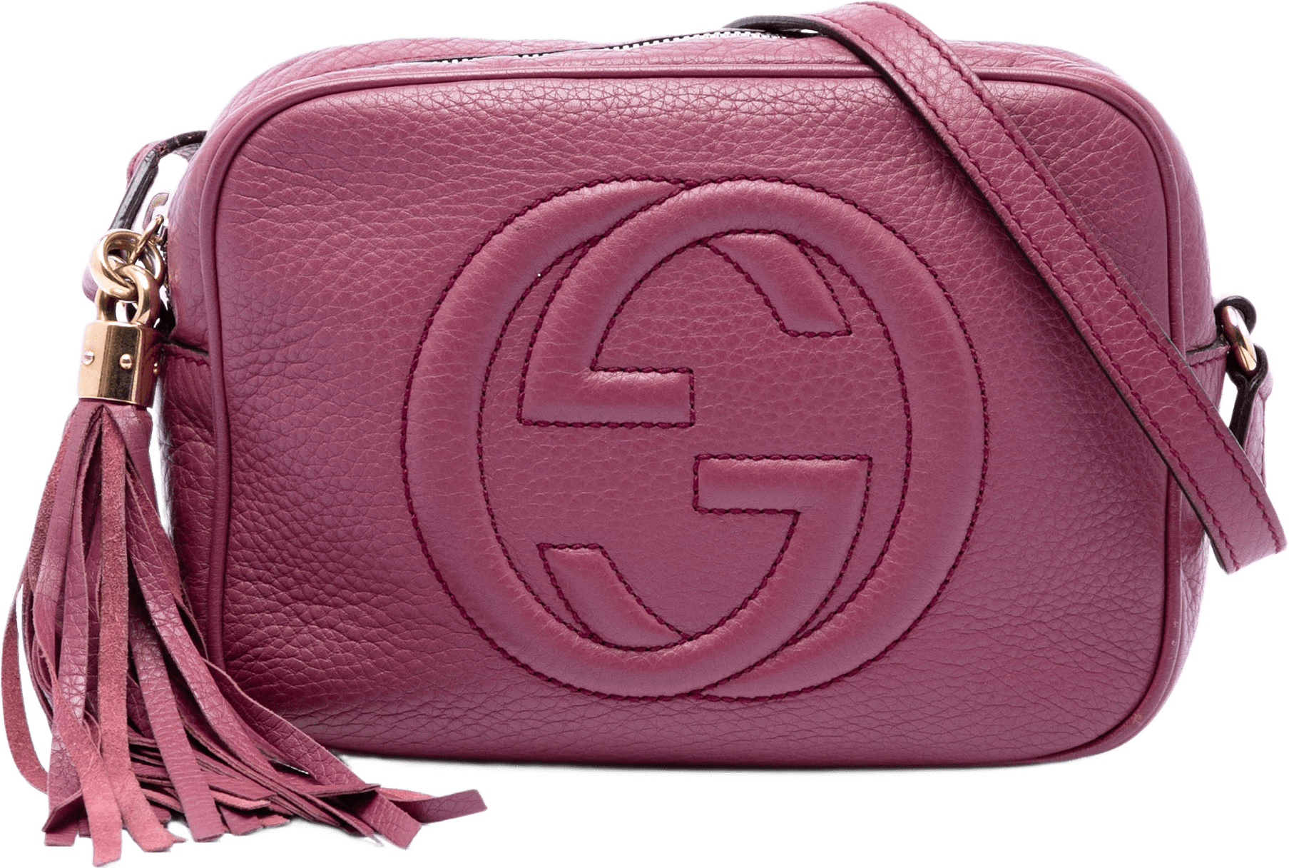 Gucci Leather Soho Disco Crossbody, från Luxclusif, i färgen purpur.