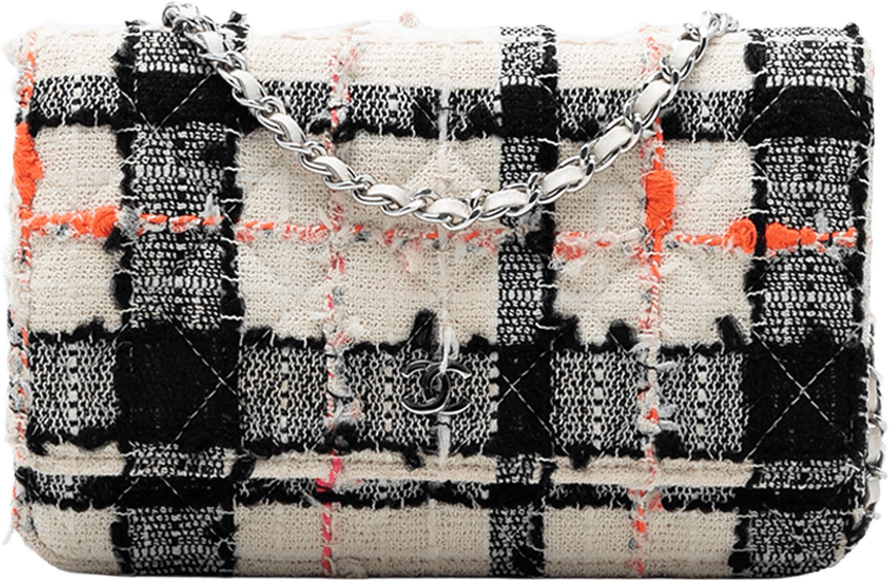 Chanel Cc Quilted Tweed Wallet On Chain, från Luxclusif, i färgen ivory.