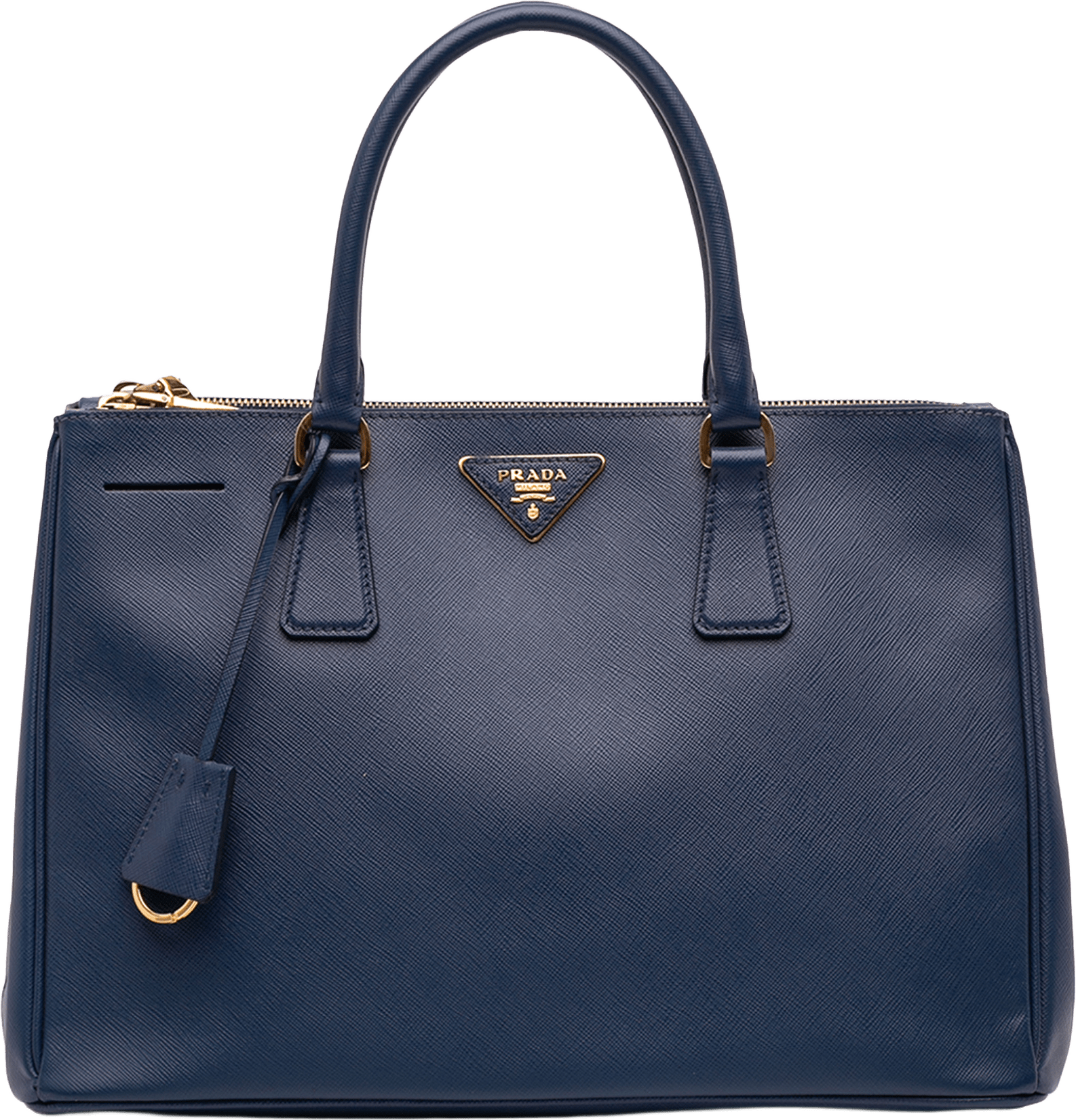 Prada Medium Saffiano Lux Galleria Double Zip Satchel, från Luxclusif, i färgen blue.