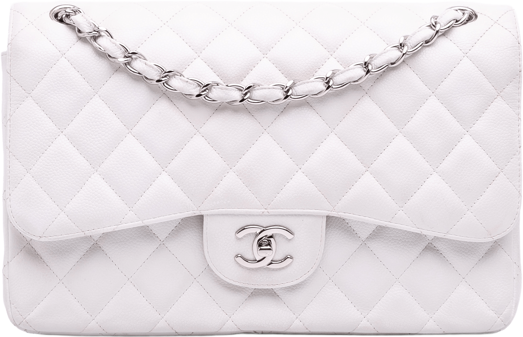 Chanel Jumbo Classic Caviar Double Flap, från Luxclusif, i färgen off white.