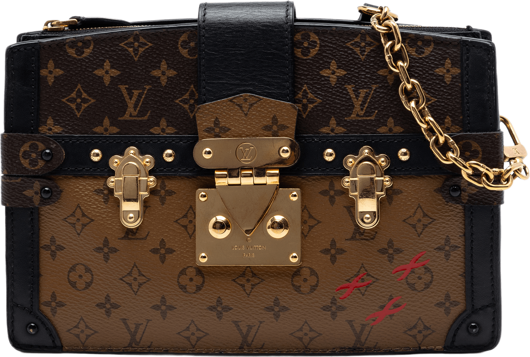 Louis Vuitton Monogram Reverse Trunk Clutch, från Luxclusif, i färgen brown.