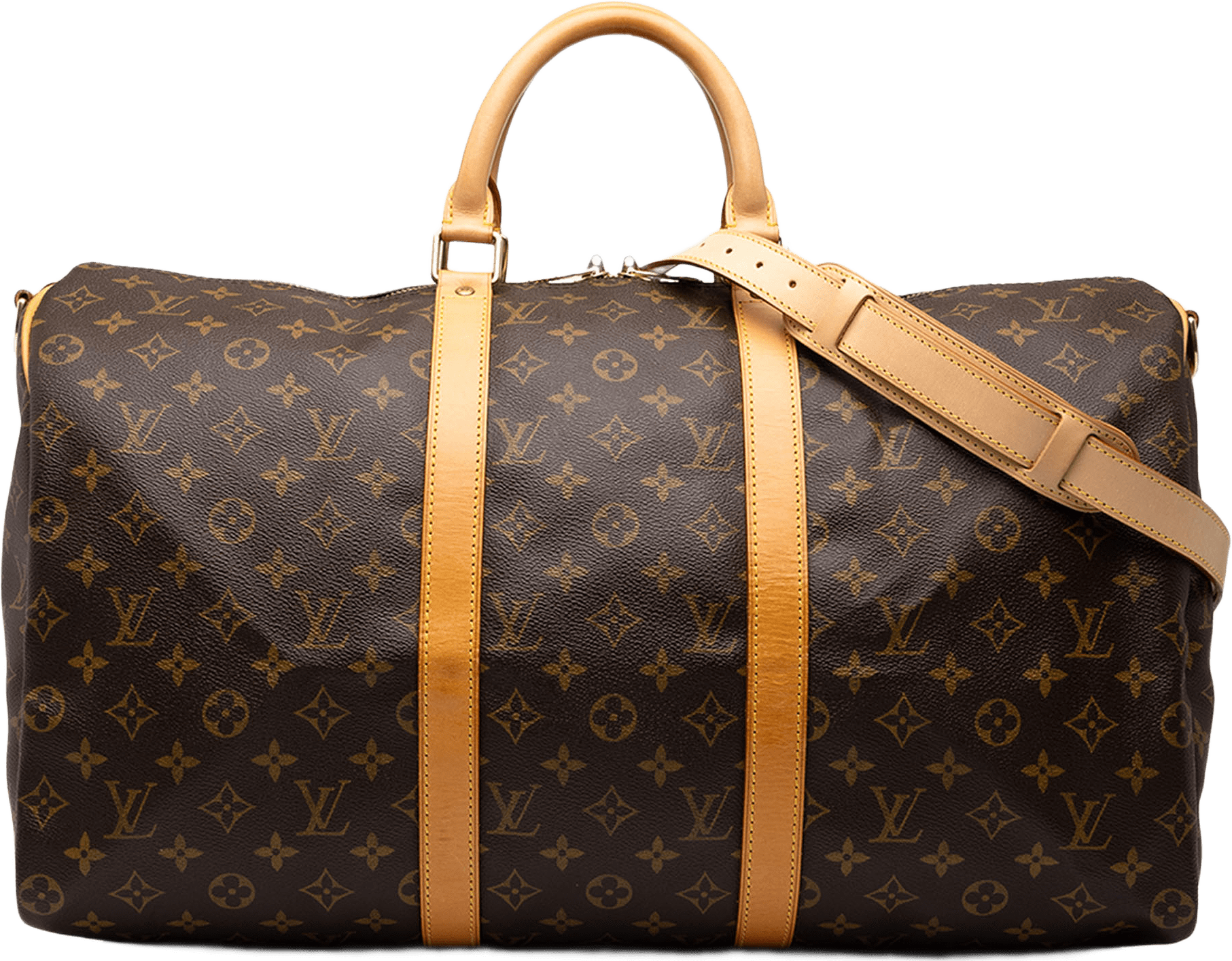 Louis Vuitton Monogram Keepall Bandouliere 50, från Luxclusif, i färgen brun.
