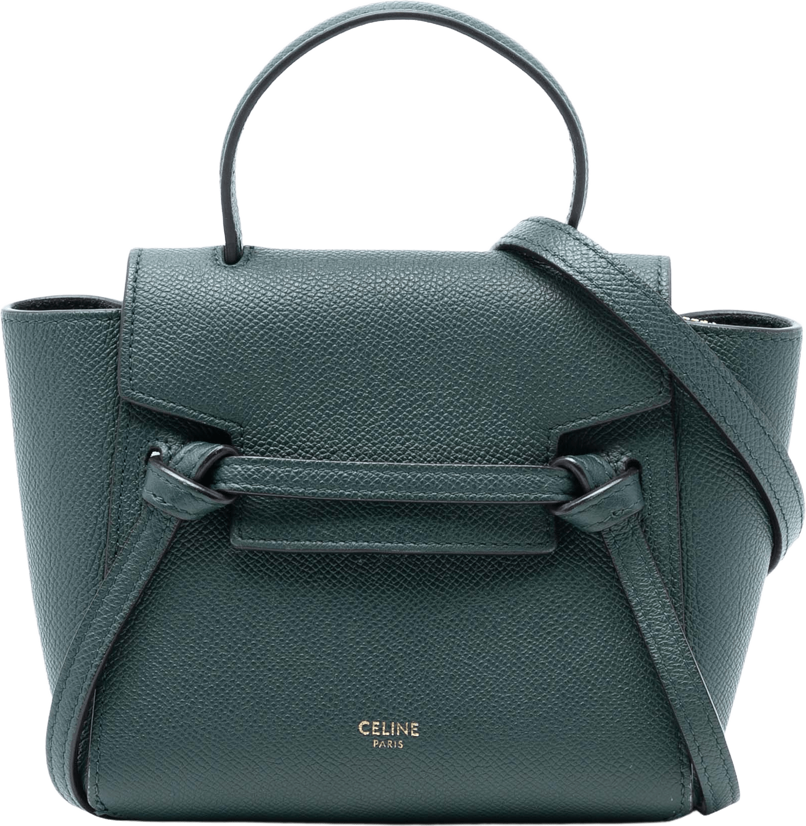 Celine Pico Grained Calfskin Belt Bag, från Luxclusif, i färgen dark green.