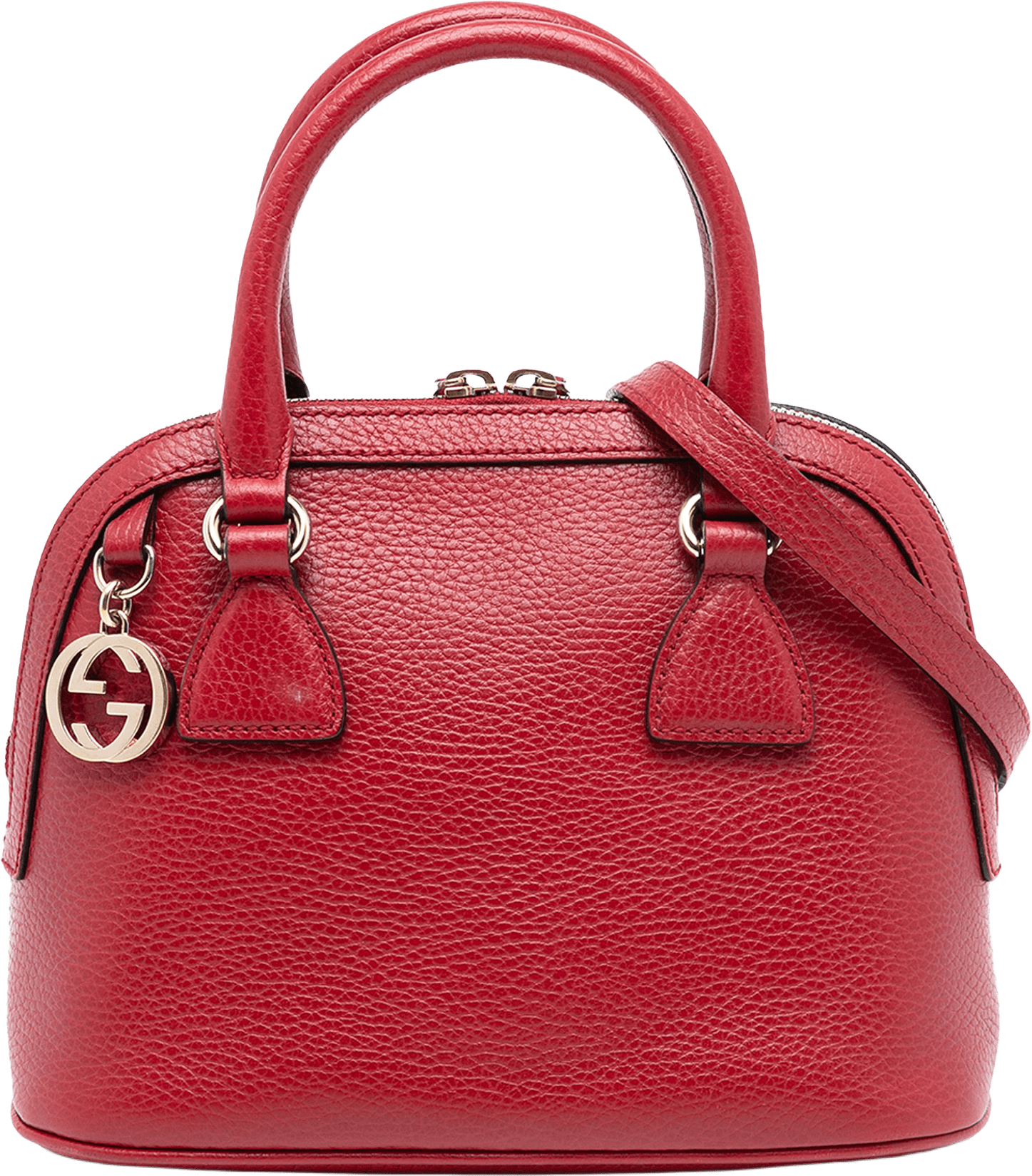 Gucci Mini Leather Gg Charm Dome Satchel, från Luxclusif, i färgen red.