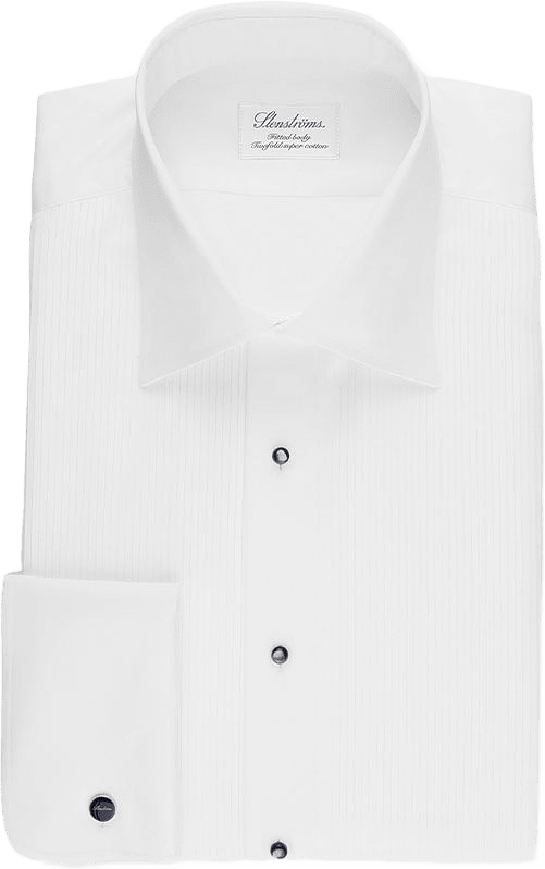White Fitted Body Tuxedo Shirt With Classic Collar, från Stenströms, i färgen White.