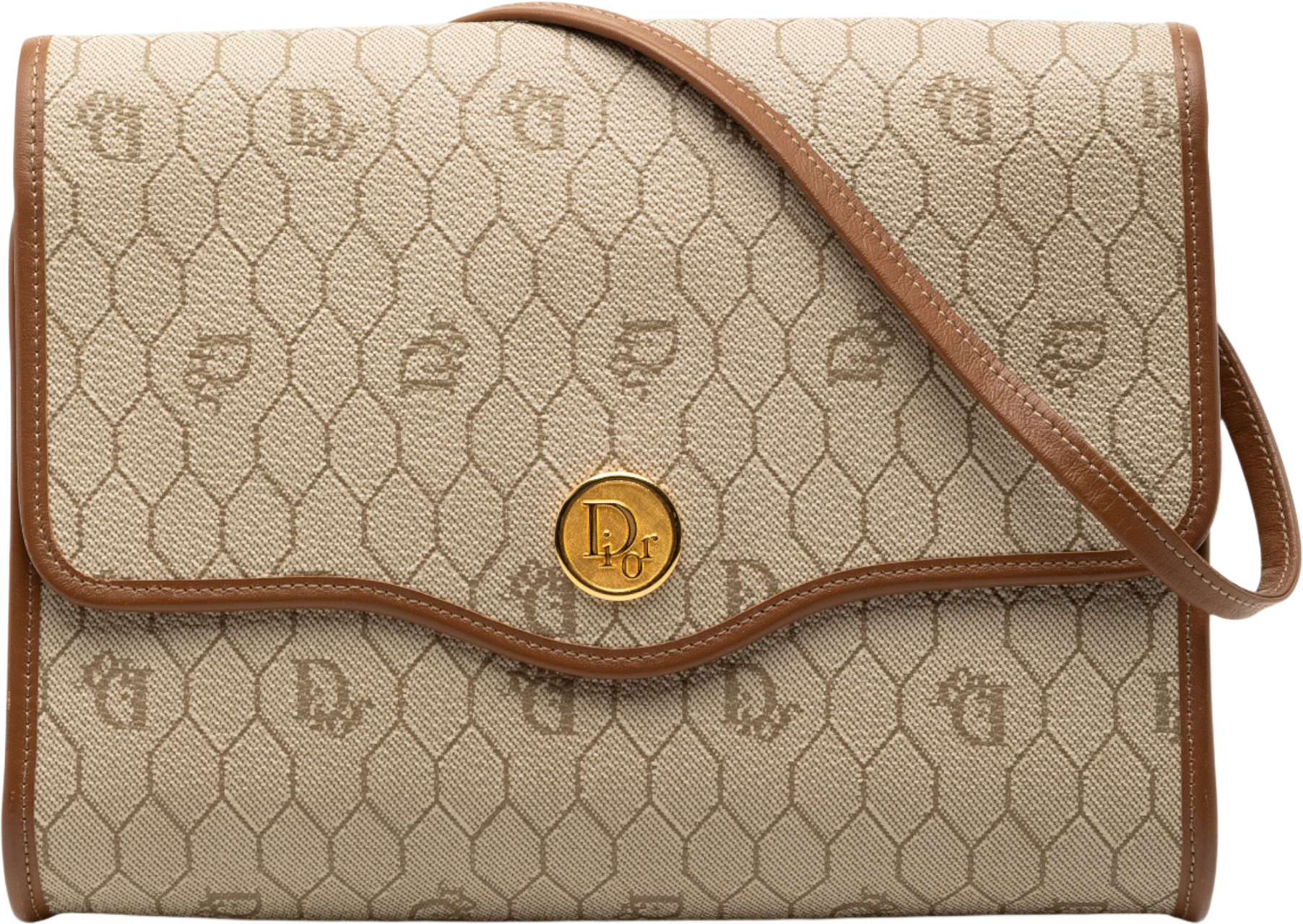 Dior Honeycomb Coated Canvas Crossbody, från Luxclusif, i färgen beige.