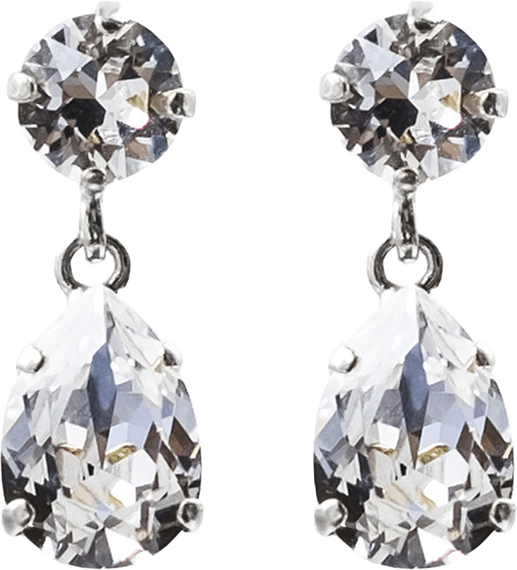 Mini Drop Earrings Crystal, från Caroline Svedbom, i färgen Silver.