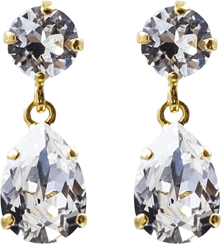 Mini Drop Earrings Crystal, från Caroline Svedbom, i färgen Gold.