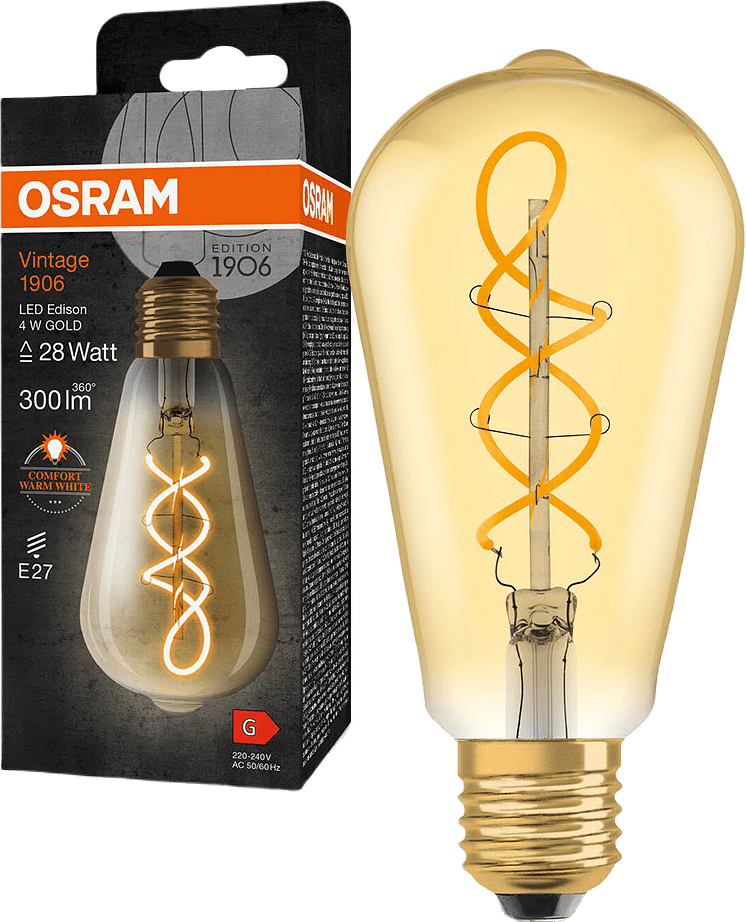 LED Edison Straight Gold E27 Vintage 1906