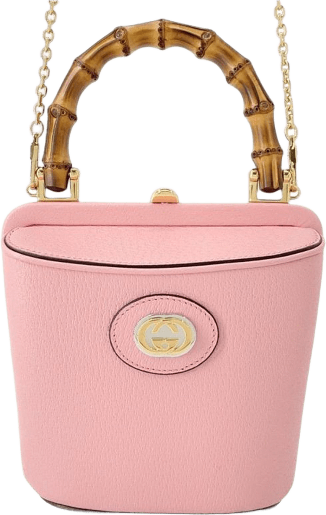 Gucci Mini Dollar Calfskin Bamboo Marina Bucket Bag, från Luxclusif, i färgen pink.