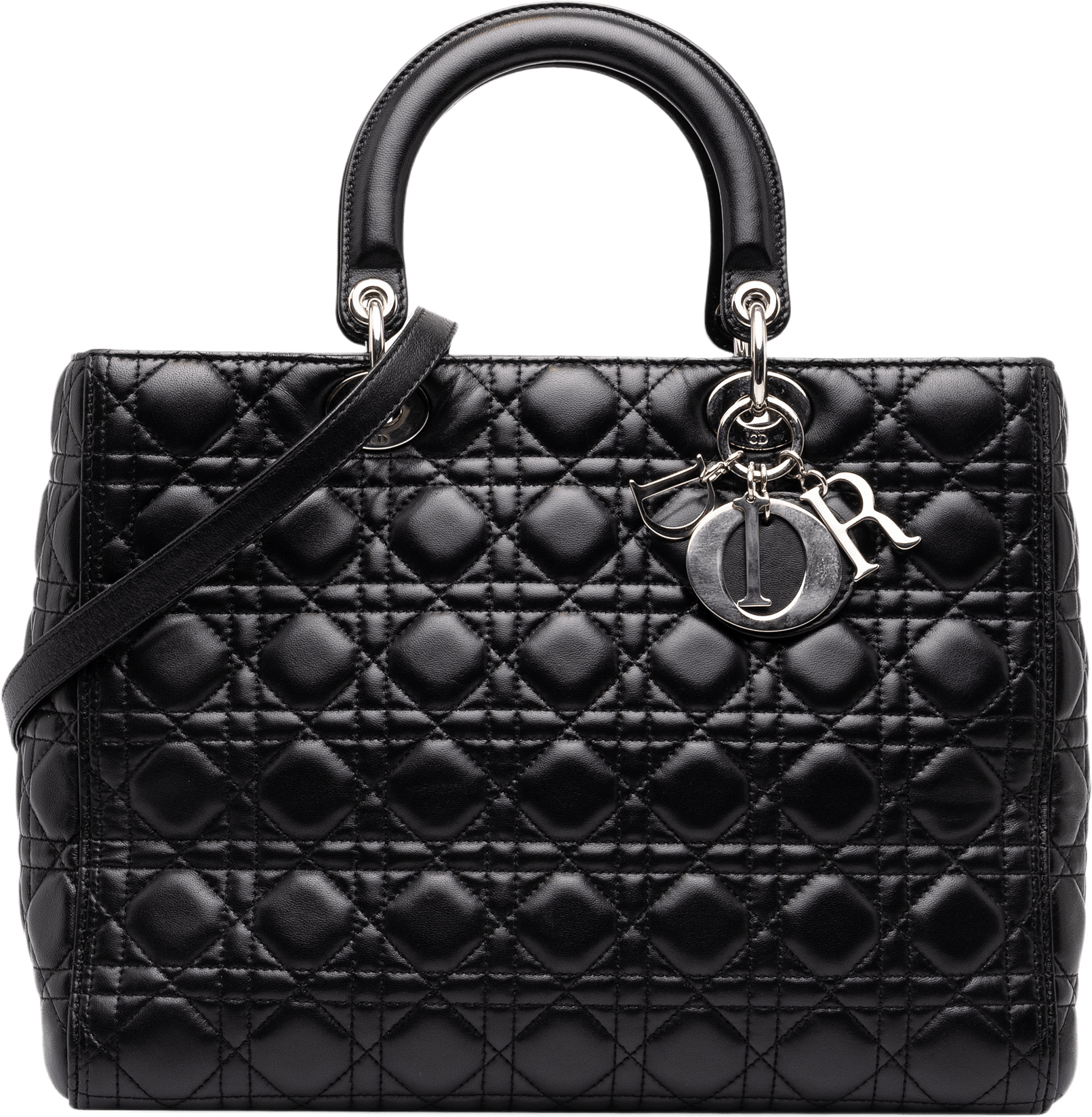 Dior Large Lambskin Cannage Lady Dior, från Luxclusif, i färgen svart.