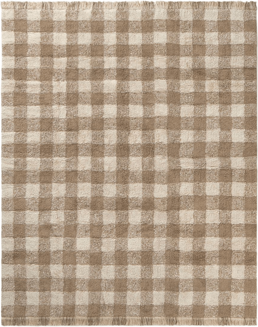 Tvättbar Matta Vichy, från LORENA CANALS, i färgen marron, naturlig.