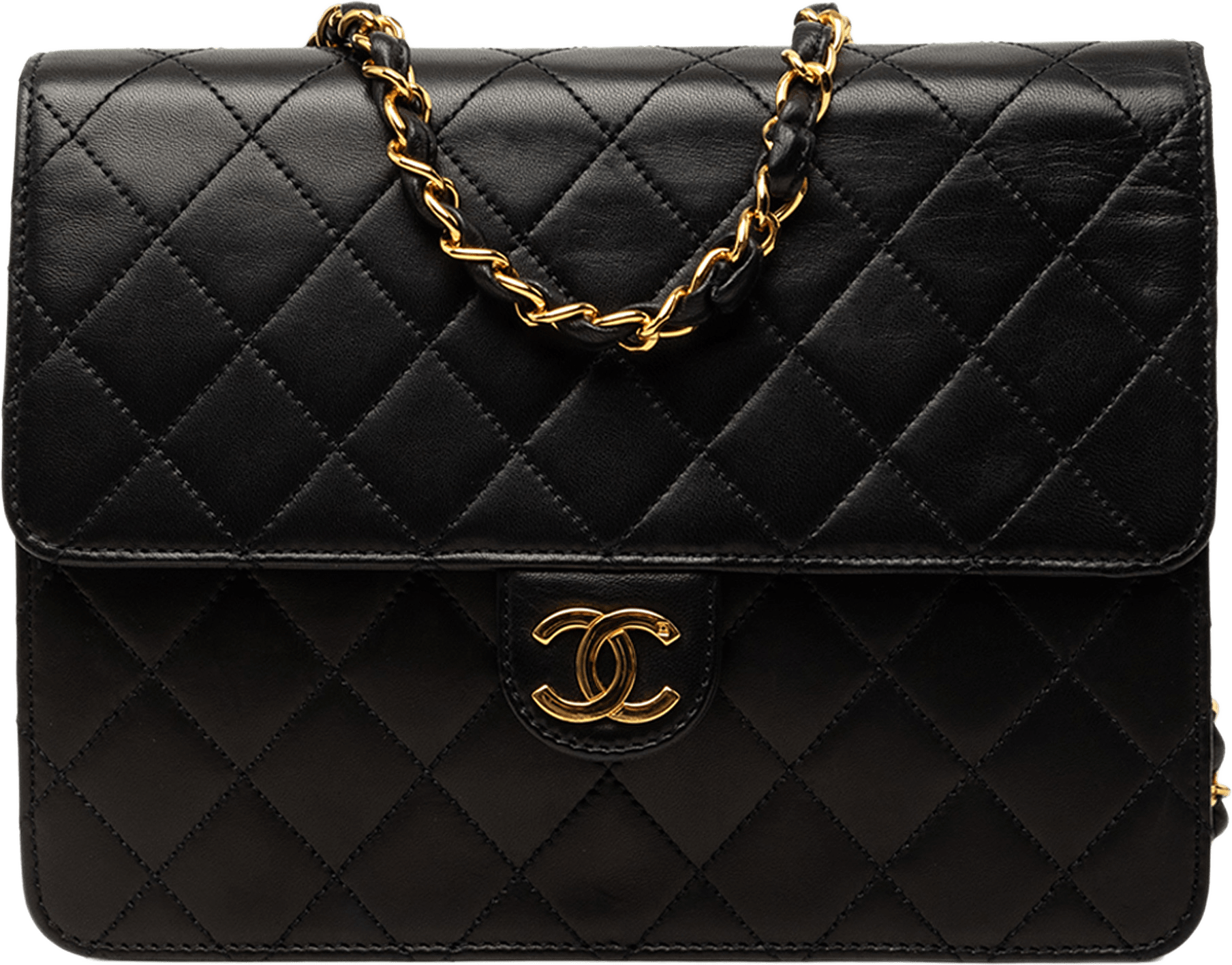 Chanel Small Cc Quilted Lambskin Single Flap, från Luxclusif, i färgen svart.