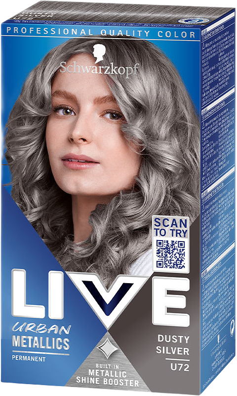 LIVE Urban Metallic, från Schwarzkopf, i färgen U72 Dusty Silver.