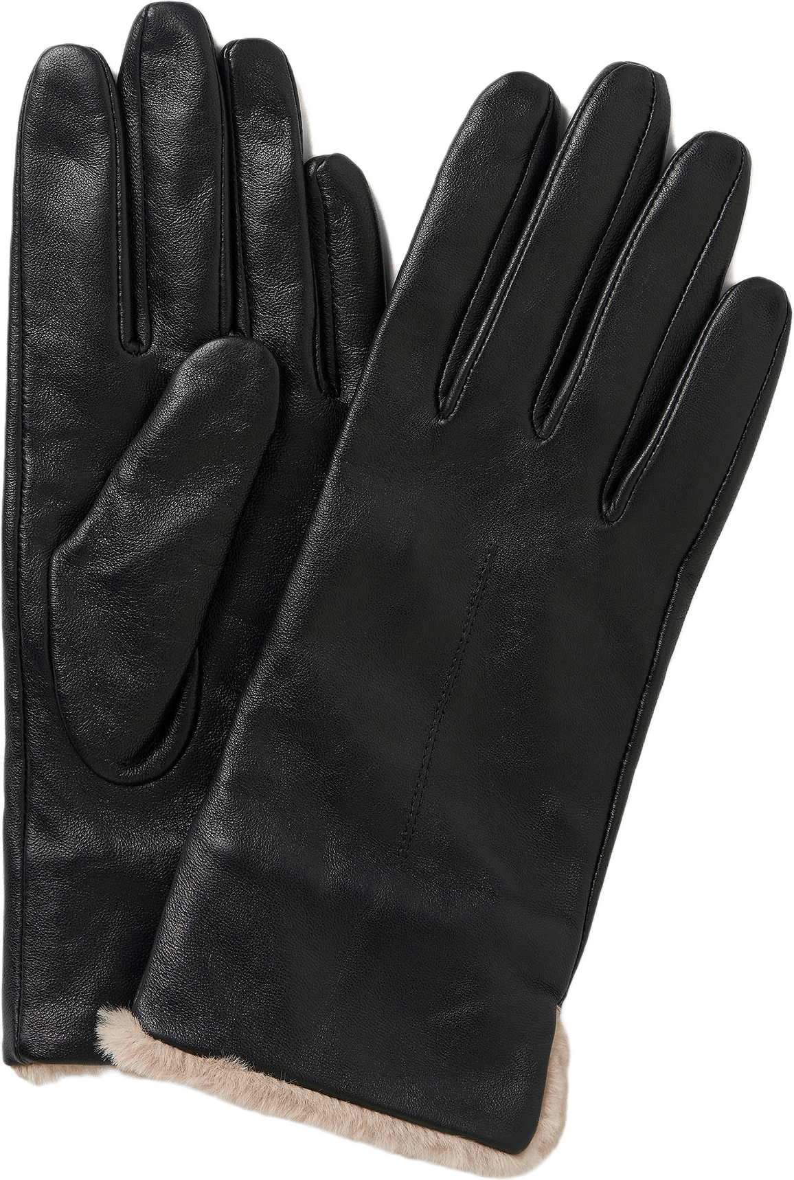 Skinnhandskar med fluffigt foder ELISABETH, från Å WOMAN, i färgen Black.