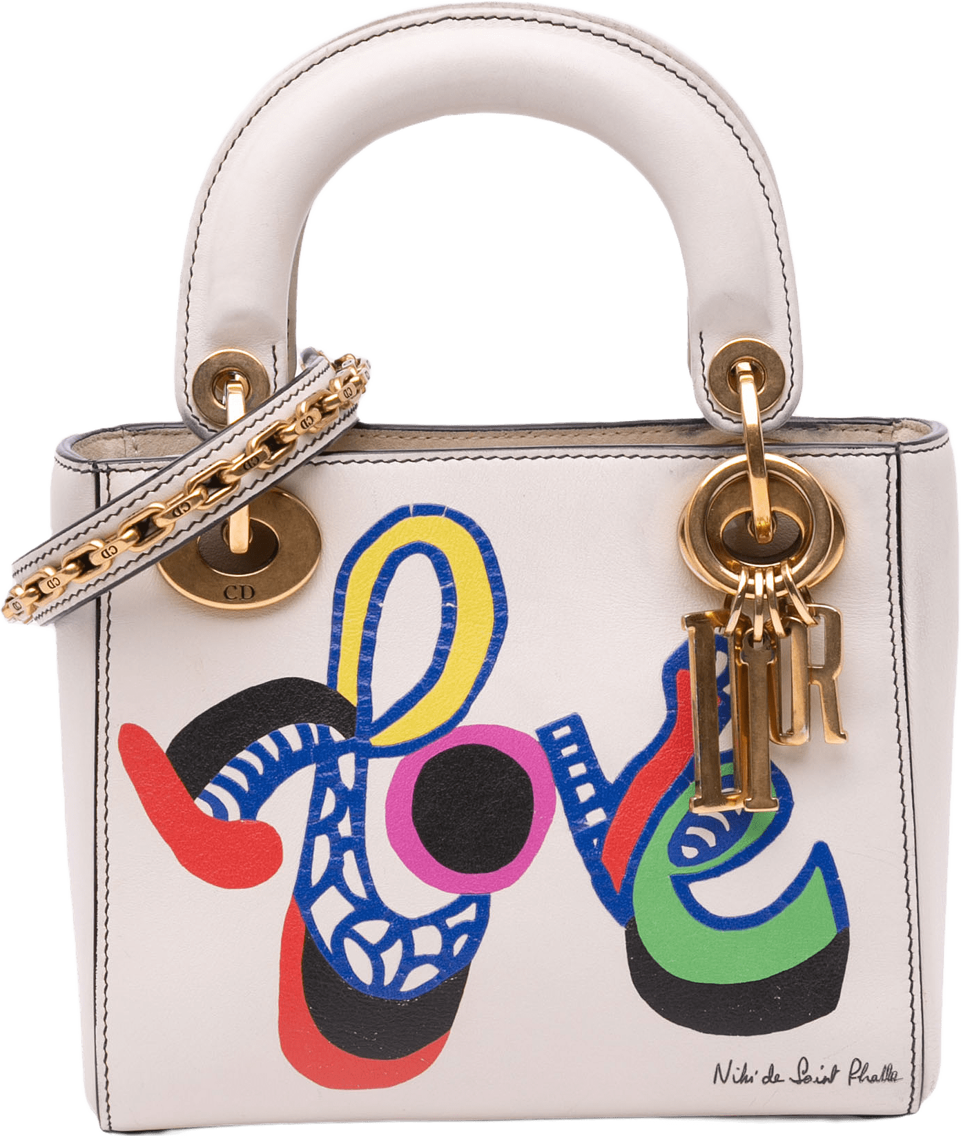 Dior Niki De Saint Phalle Mini Calfskin Love Lady Dior, från Luxclusif, i färgen off white.