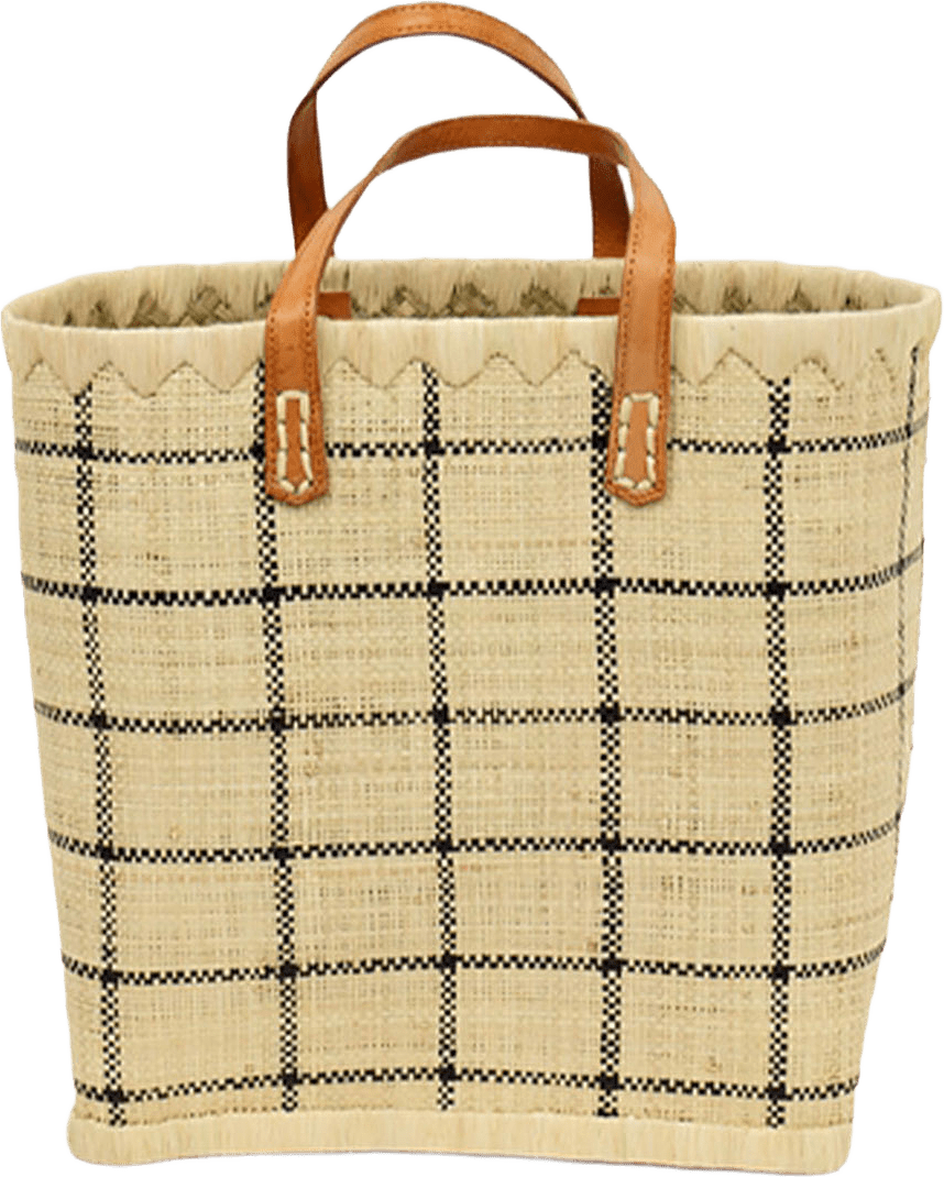 RAFFIA Väska rutig S, natur/svart, från A World of Craft, i färgen Natur/Svart.