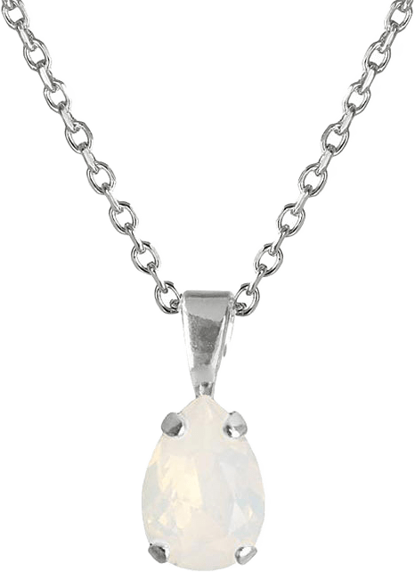 Petite Drop Necklace White Opal, från Caroline Svedbom, i färgen Rhodium.