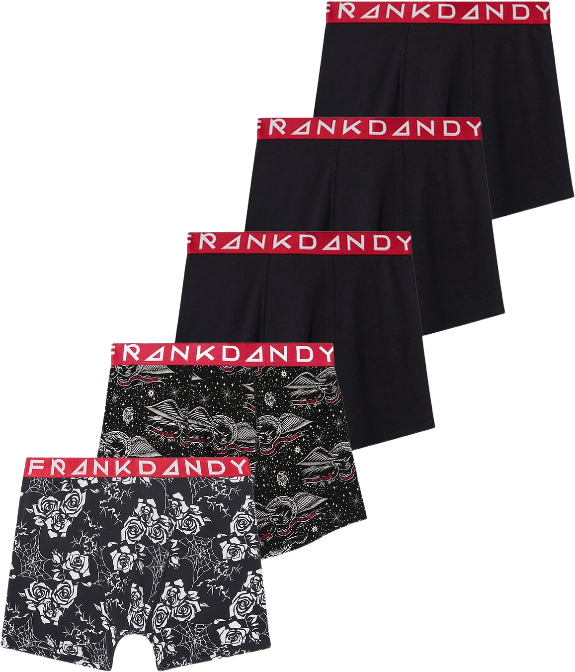 5-pack Heavy Petal Xoxer, från Frank Dandy, i färgen black/red.