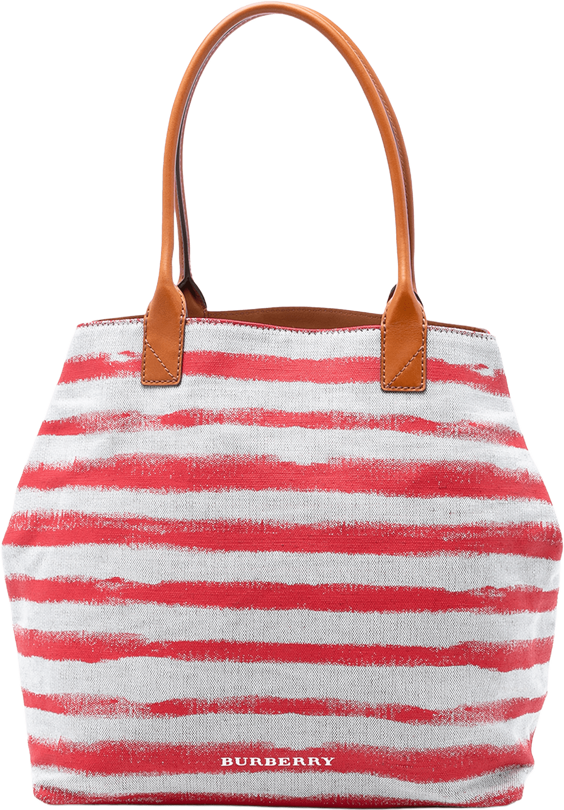Burberry Canvas Striped Lauriston Tote, från Luxclusif, i färgen red.
