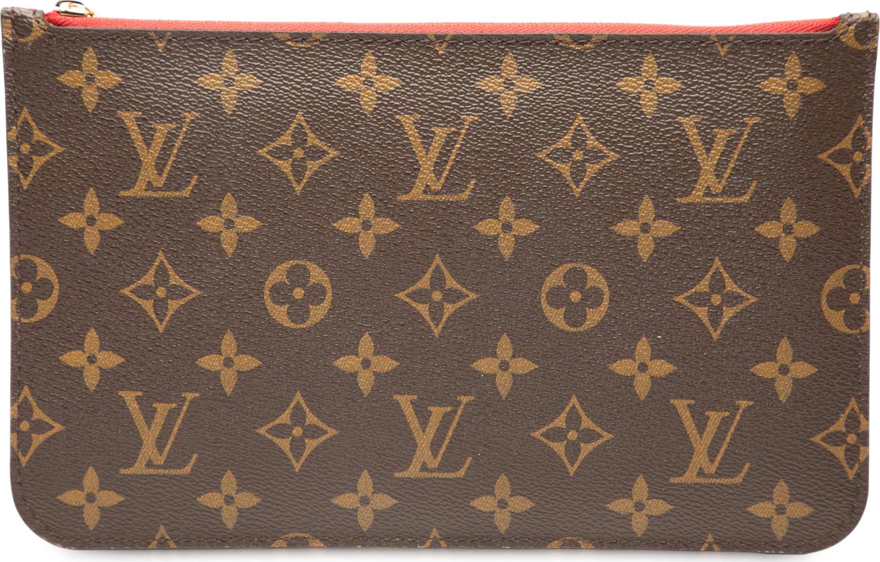 Louis Vuitton Monogram Neverfull Pouch, från Luxclusif, i färgen brown.