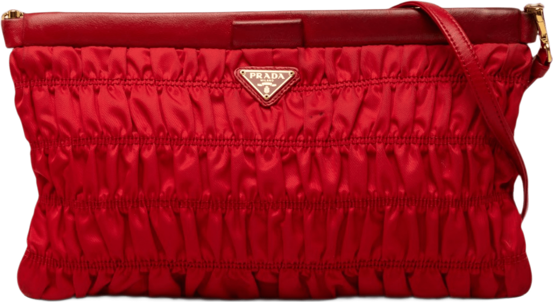Prada Tessuto Gaufre Crossbody, från Luxclusif, i färgen röd.