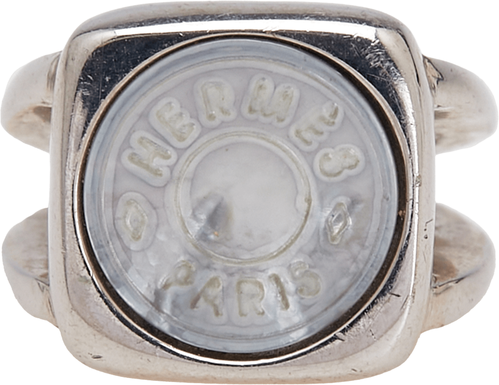 Hermès Silver Plated Bijouterie Fantaisie Corozo Ring, från Luxclusif, i färgen silver.
