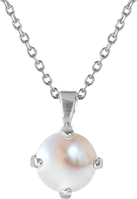 Classic Petite Necklace Pearl, från Caroline Svedbom, i färgen Rhodium.
