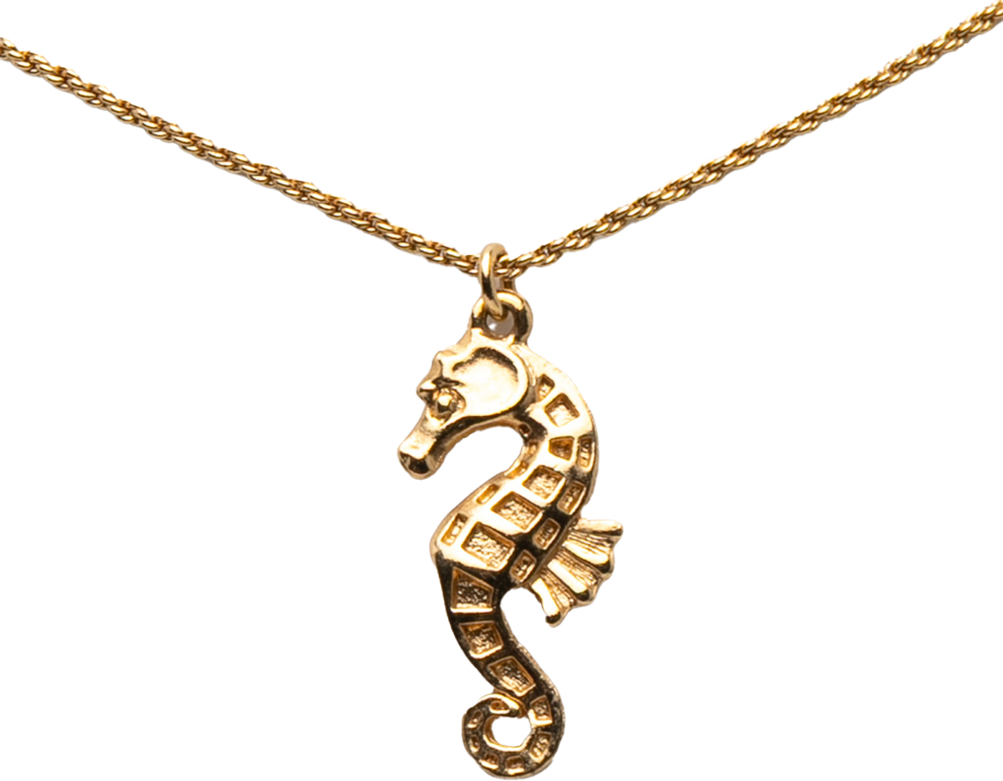 Dior Gold Plated Seahorse Pendant Necklace, från Luxclusif, i färgen gold.