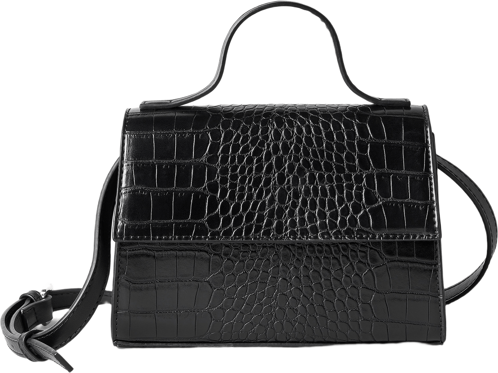 Handväska med crocostruktur LEAH, från Åhléns, i färgen Black.