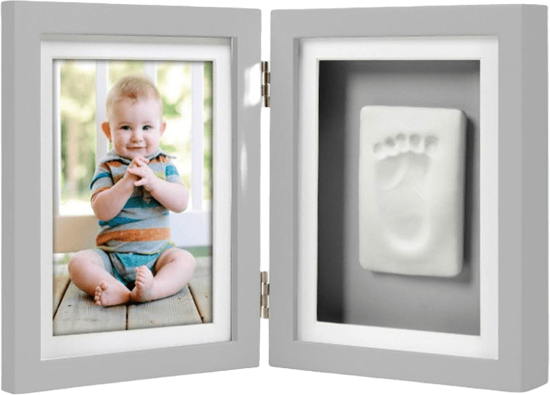 Babyprints Ram Dubbel Ledad, gips samt foto - grå, från PEARHEAD, i färgen Grå.