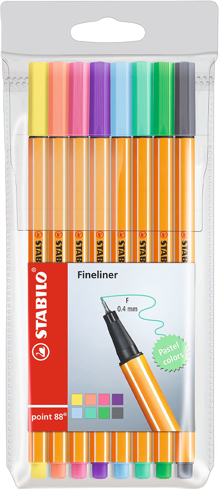 Fiberspetspenna Stabilo Point 88 8 pastellfärger, från Stabilo.