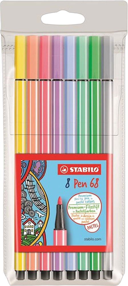Fiberspetspenna Pen 68, 8/fp pastell, från Stabilo.