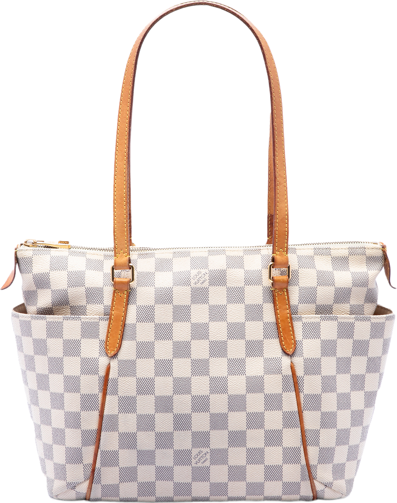 Louis Vuitton Damier Azur Totally Pm, från Luxclusif, i färgen vit.