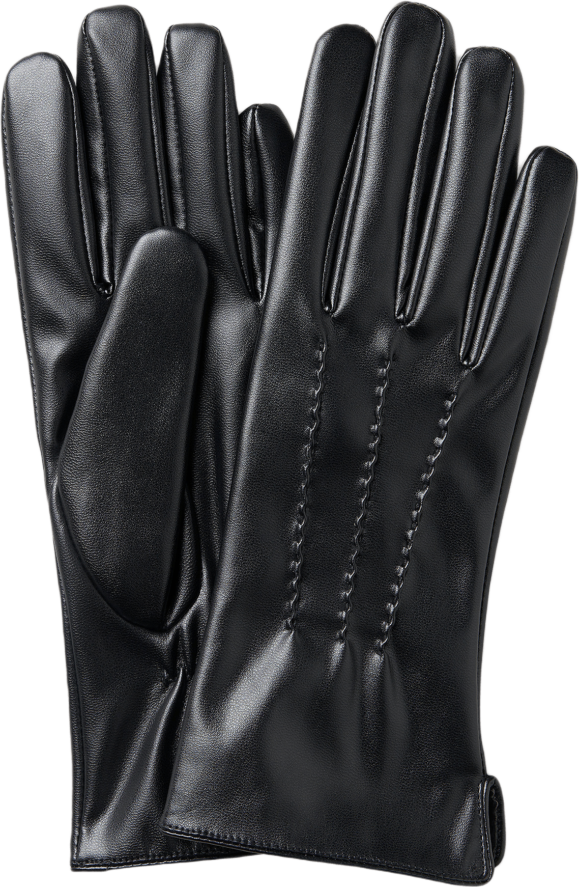 Fodrade handskar i läderimitation TITTI, från Å WOMAN, i färgen Black.