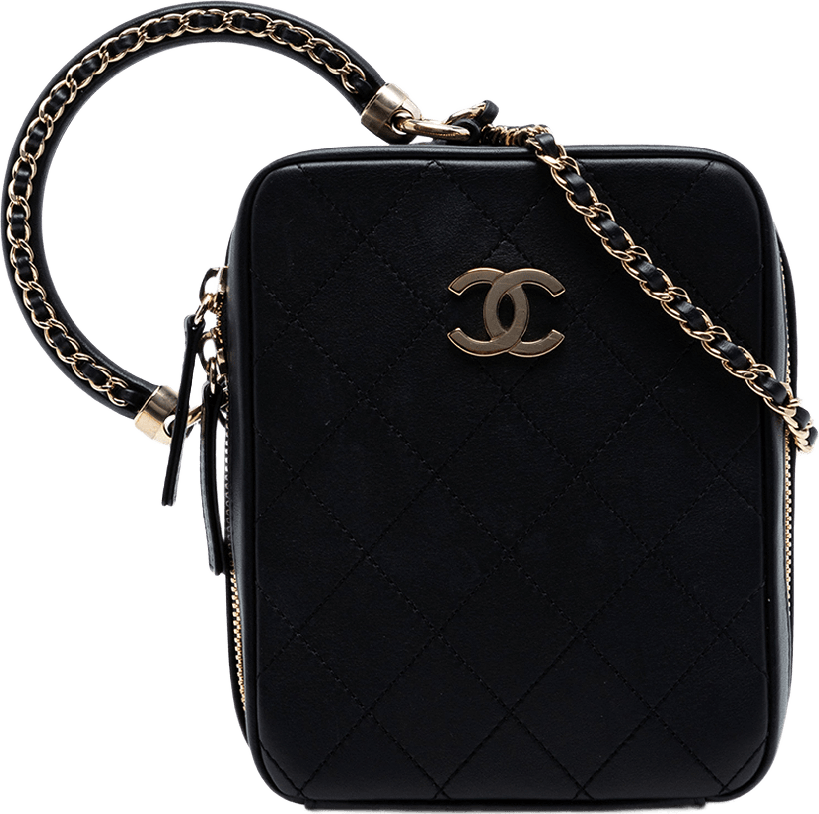 Chanel Calfskin Stitched Cup Of Tea Vanity Case, från Luxclusif, i färgen black.