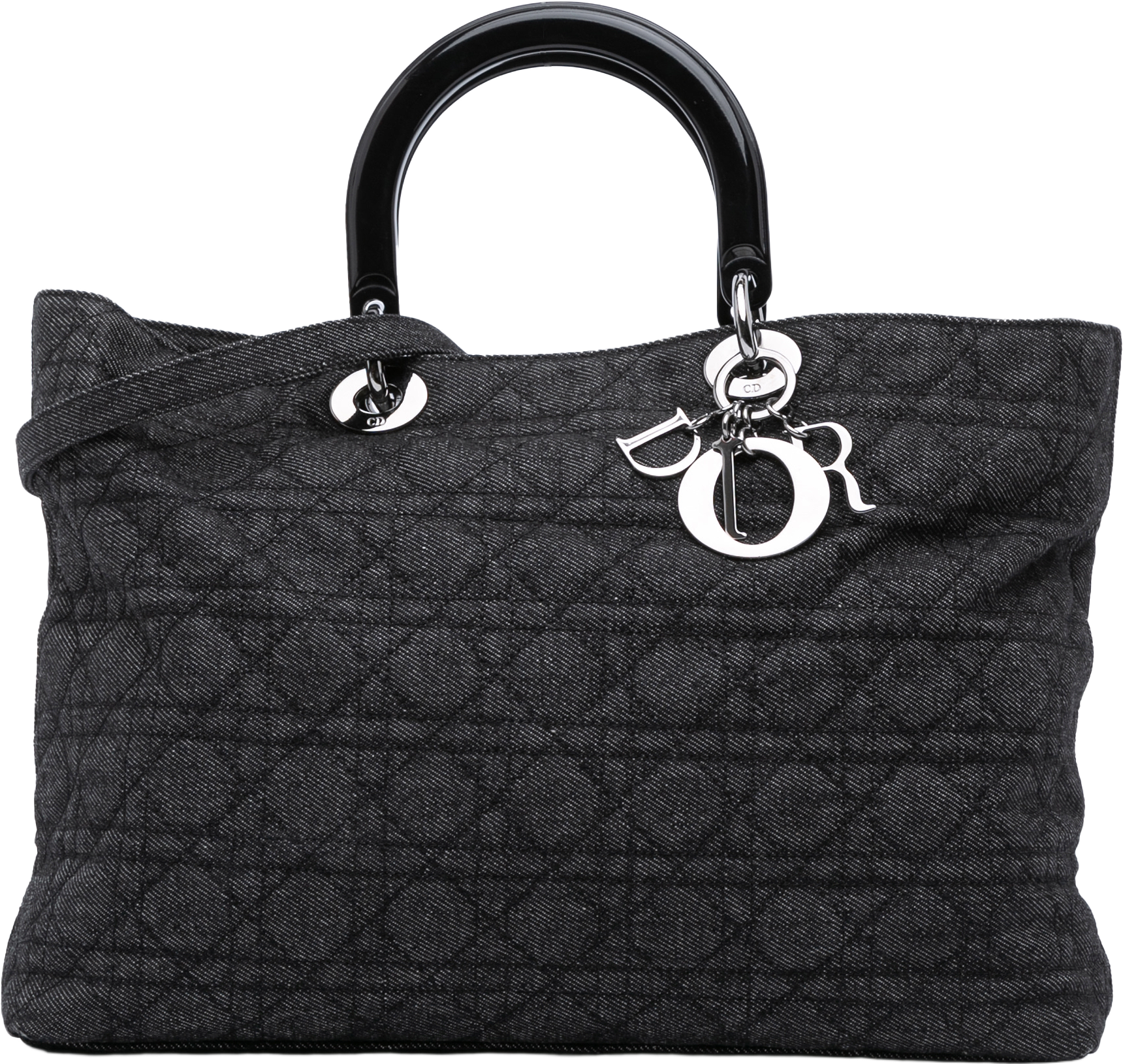 Dior Extra Large Denim Cannage Lady Dior, från Luxclusif, i färgen black.