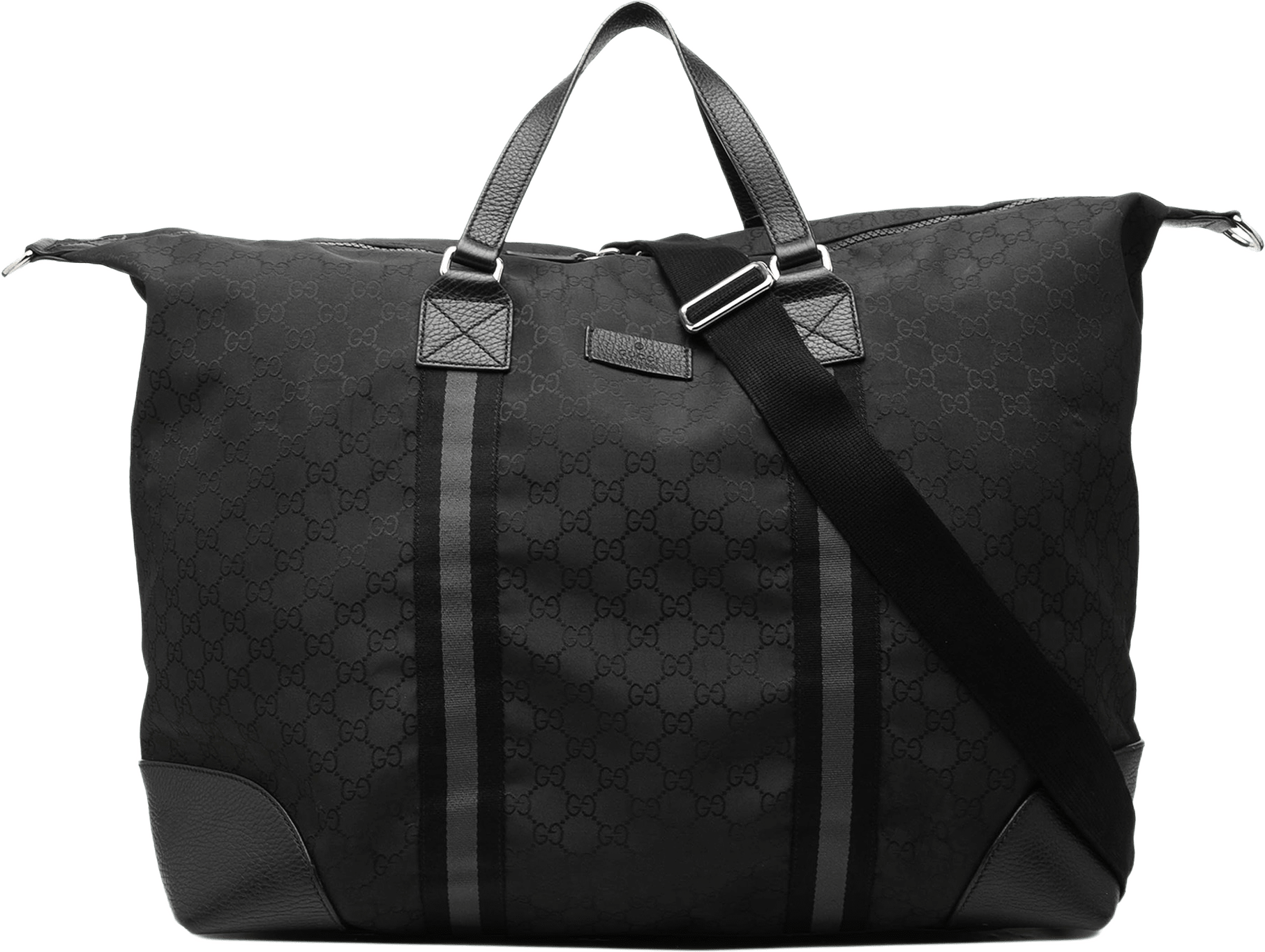 Gucci Xl Gg Nylon Web Duffle Bag, från Luxclusif, i färgen svart.