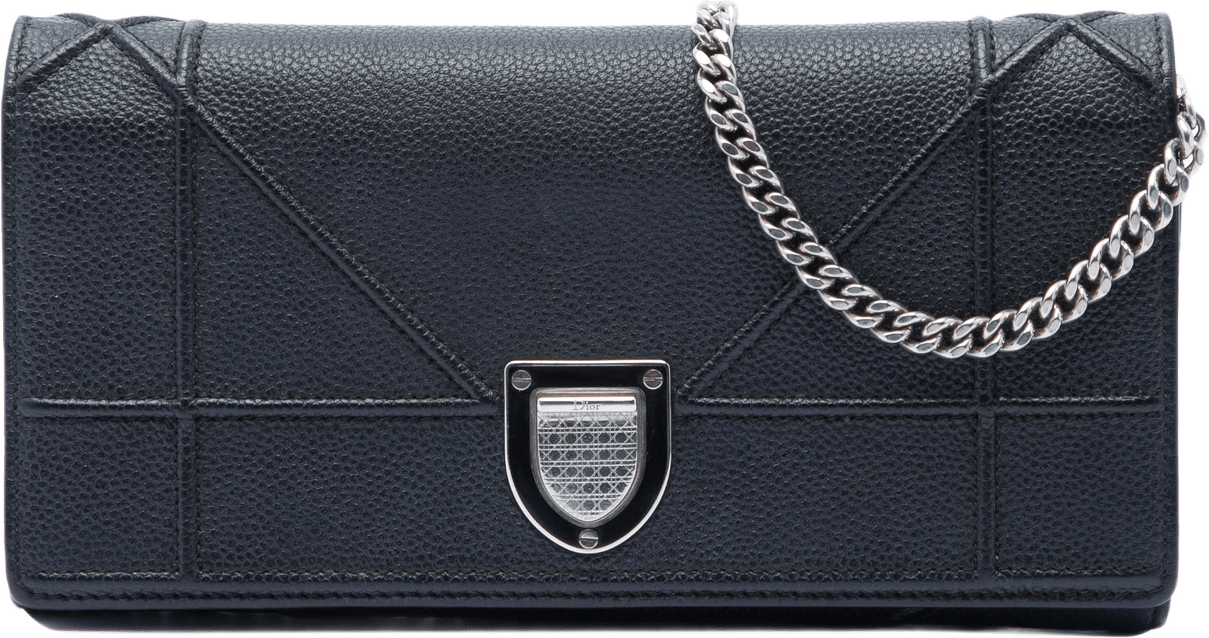 Dior Grained Calfskin Diorama Croisiere Wallet On Chain, från Luxclusif, i färgen svart.