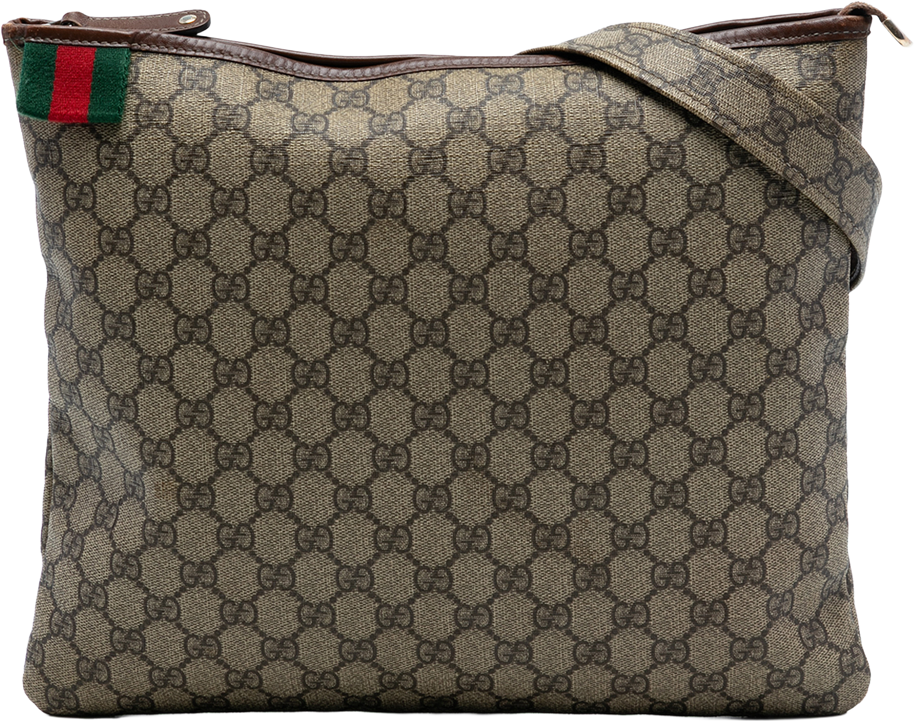 Gucci Gg Supreme Web Crossbody, från Luxclusif, i färgen beige.