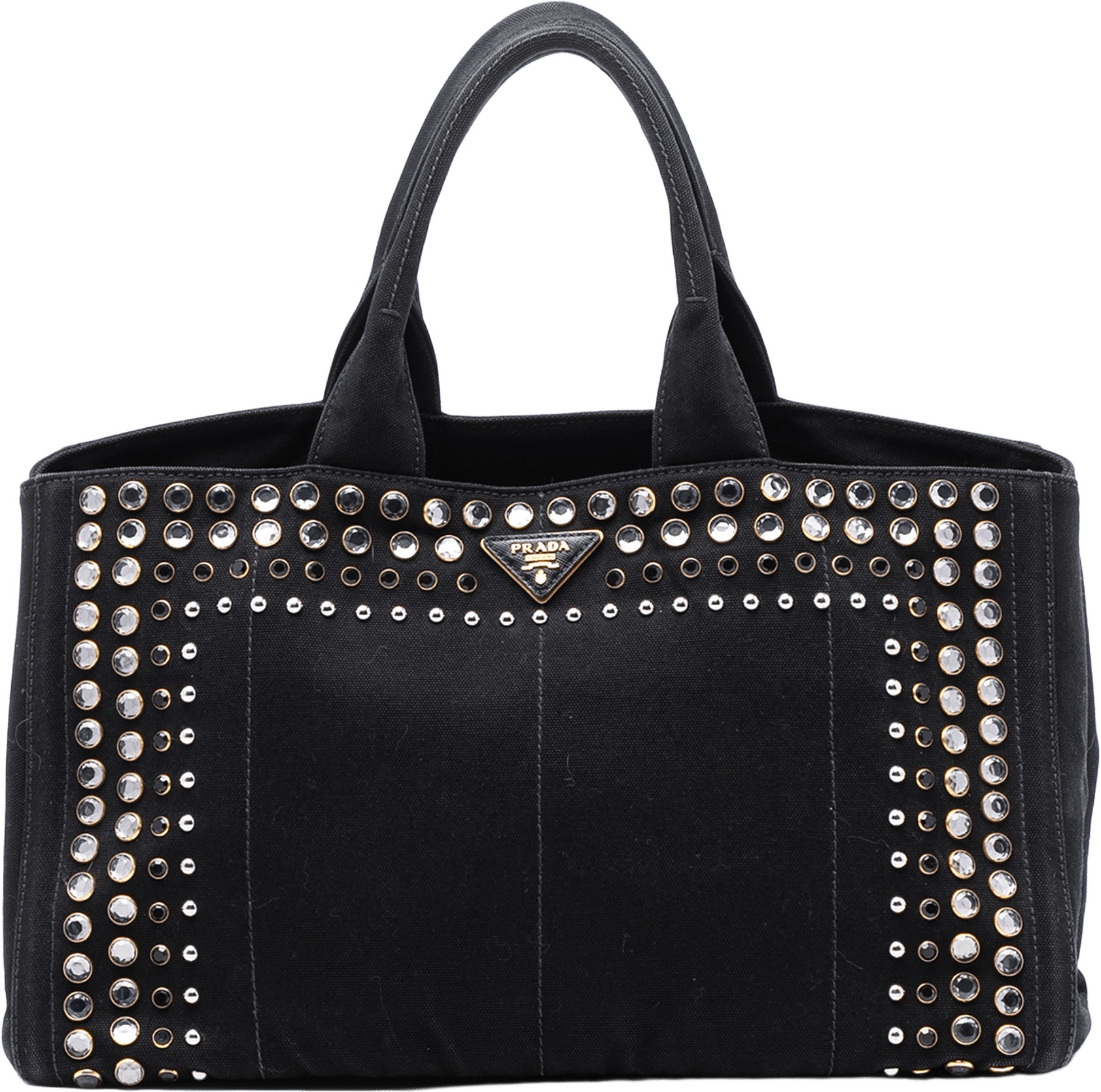 Prada Large Canvas Canapa Bijoux Satchel, från Luxclusif, i färgen black.