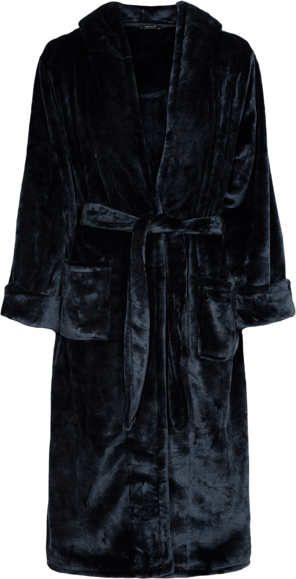 Lång Morgonrock Med Huva | 100% Polyester | Brun, från Decoy, i färgen black.