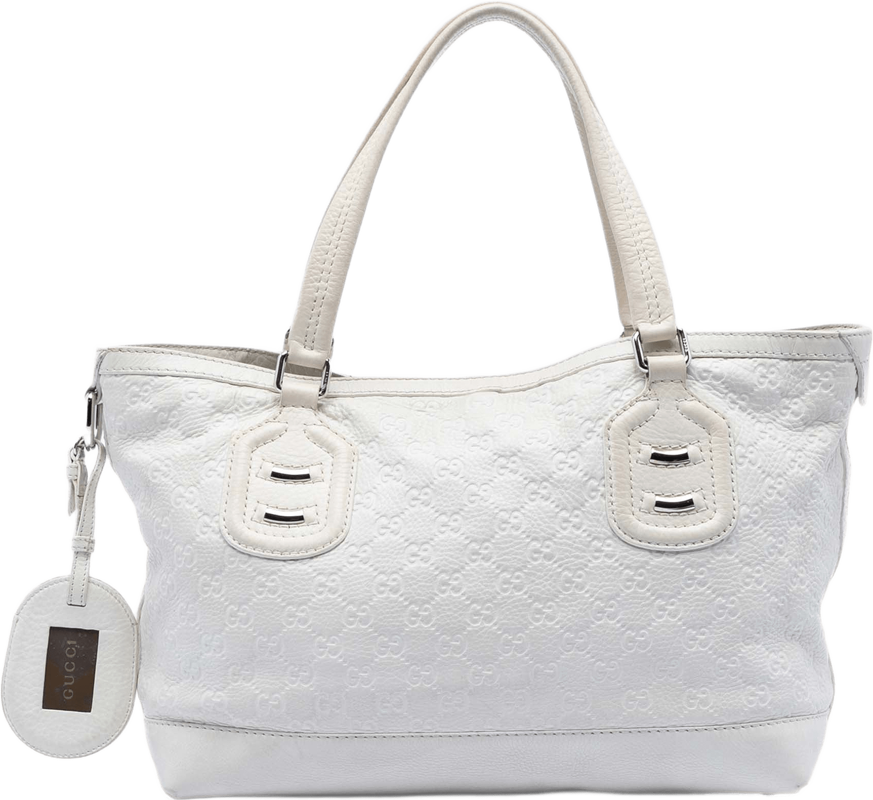Gucci Guccissima Techno Tag Tote, från Luxclusif, i färgen vit.