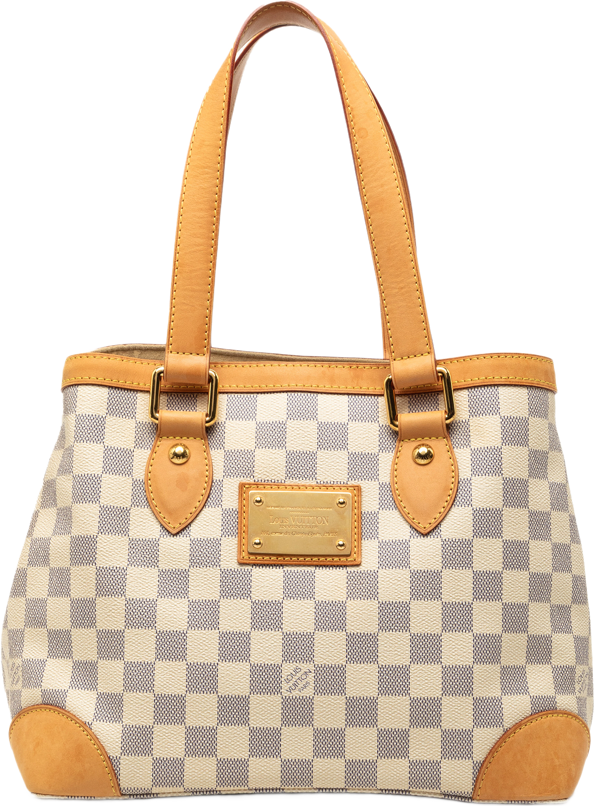 Louis Vuitton Damier Azur Hampstead Pm, från Luxclusif, i färgen vit.